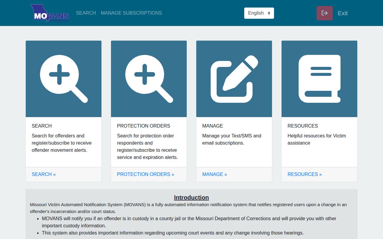 Missouri MOVANS Lincoln County custody alert registration portal