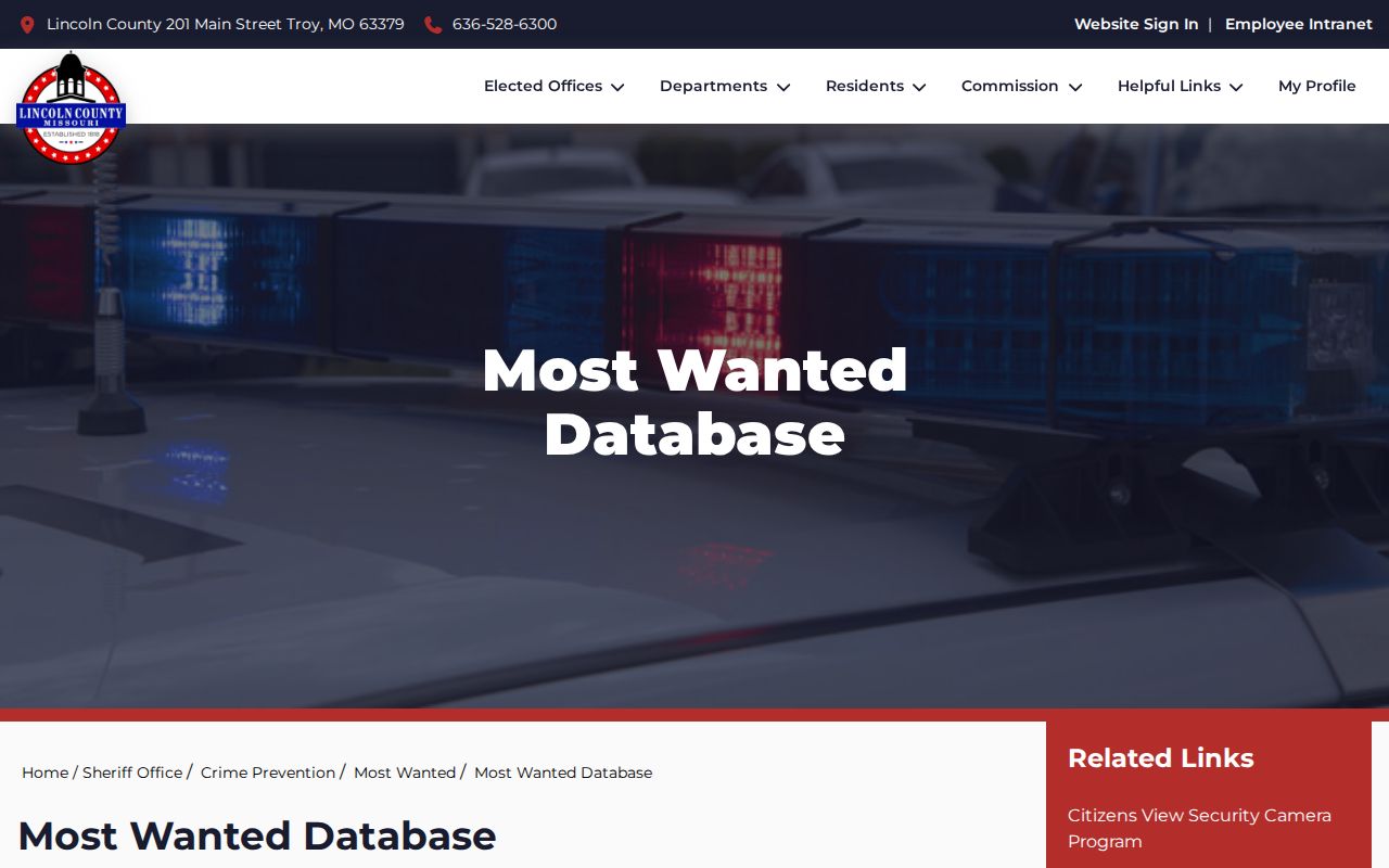 Lincoln County Sheriff official most wanted database template